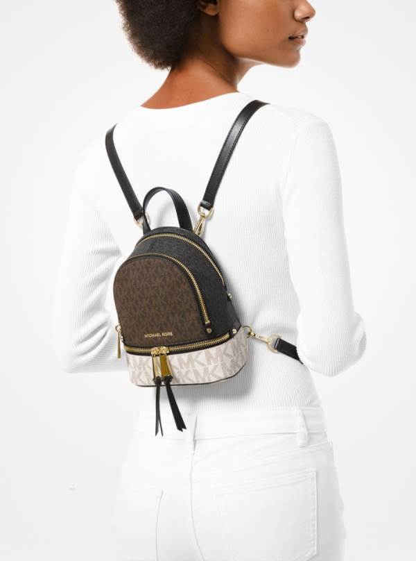 Damske Batohy Michael Kors Rhea Mini Color-Block Logo Hnede Viacfarebný - Kabelky Michael Kors Slevy | EOJWC-9431